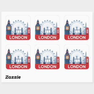 London Fyrkantigt Klistermärke