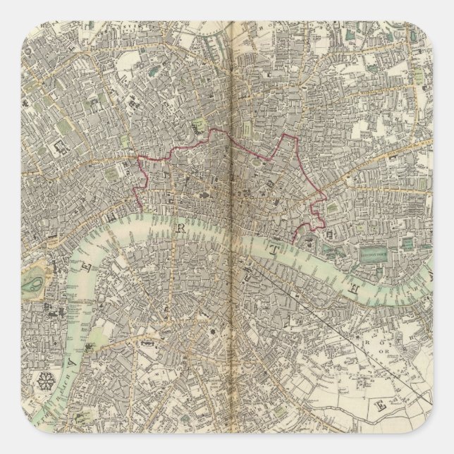 London Fyrkantigt Klistermärke (Framsida)