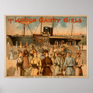 London Gaiety Girls "Arrival to New York" Poster