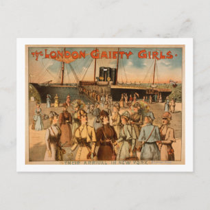 London Gaiety Girls "Arrival to New York" Vykort