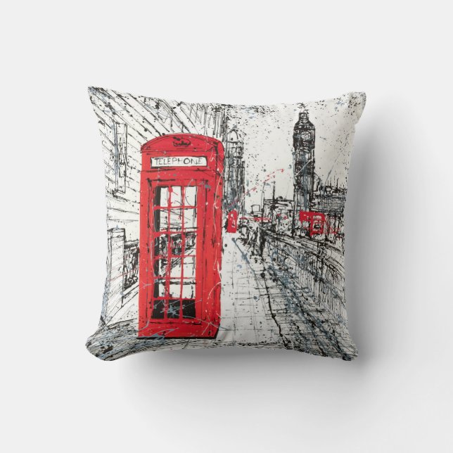 London gata, dekorativ kudde 16" x 16", (Framsida)