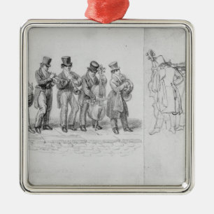 London gatamusiker, c.1820-30 julgransprydnad metall