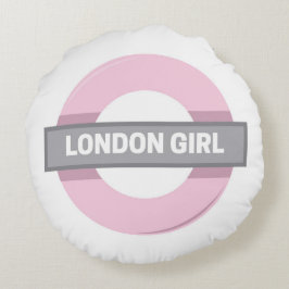 London Girl Underground Tube Sign Rund Kudde