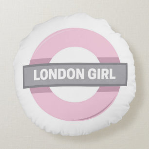 London Girl Underground Tube Sign Rund Kudde