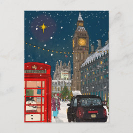 London God natt, Cityscape Retro-inspirerat Helg Vykort