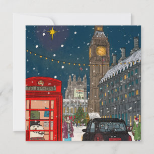 London God natt, Cityscape Retro-inspirerat Julkort