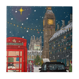 London God natt, Cityscape Retro-inspirerat Kakelplatta