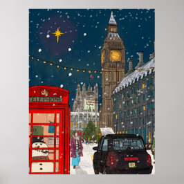 London God natt, Cityscape Retro-inspirerat Poster