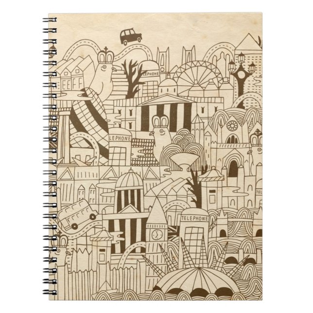 London hand plockade på gammalt papper anteckningsbok (Framsidan)