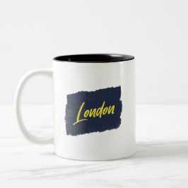 London Handskriftlig Gult Typography Coffee Mugg