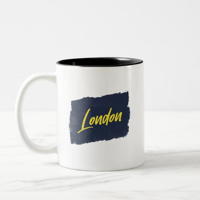 London Handskriftlig Gult Typography Coffee Mugg (Vänster)