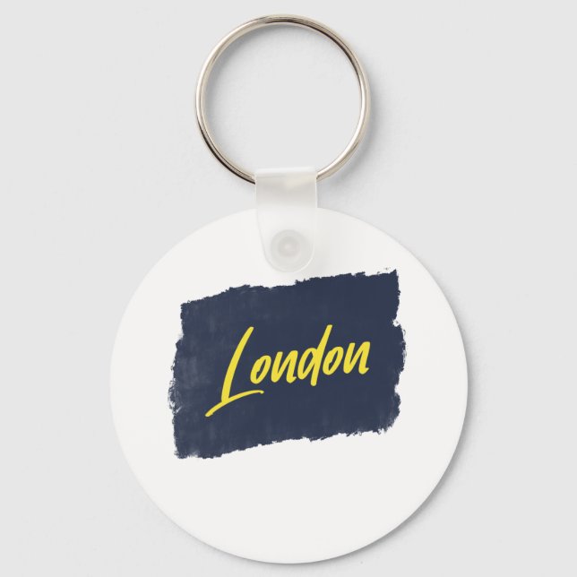 London Handskriftlig Gult Typography Nyckelring (Framsida)