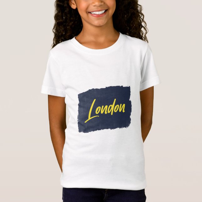 London Handskriftlig Gult Typography T-Shirt (Framsida)