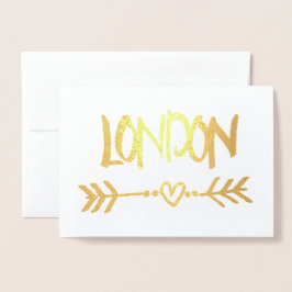 London Heart Arrow Gold Foil Elegant Typography Folierat Kort