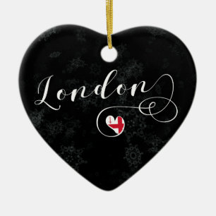 London Heart, Julgran Ornament, England Julgransprydnad Keramik
