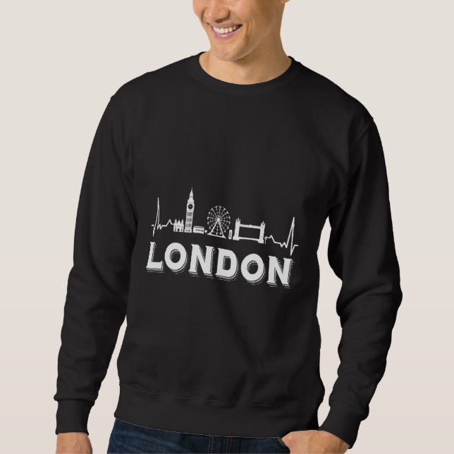 London Heartslag England Skyline från Underbara St Lång Ärmad Tröja (Framsida)