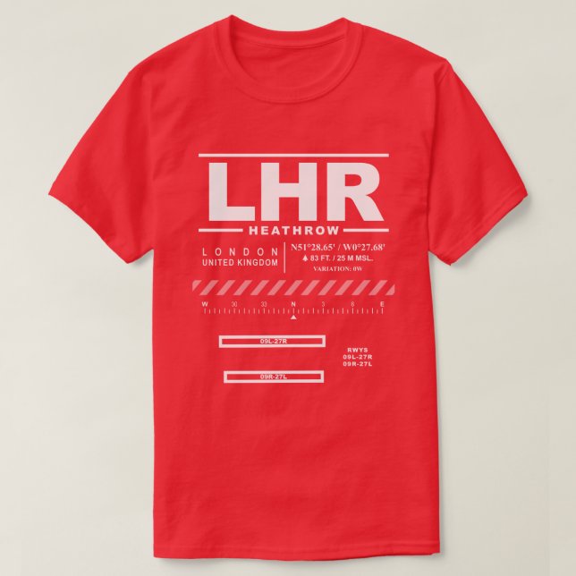 London Heathrow Airport LHR Tee Shirt (Design framsida)