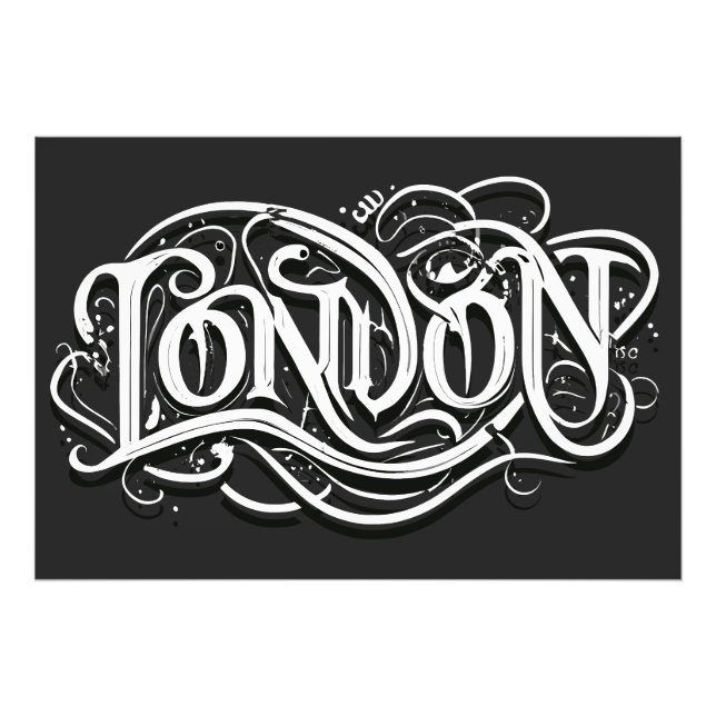 London Heavy Metall Calligraphy - London Metalhead Fototryck (Framsidan)