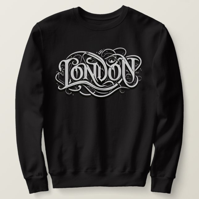London Heavy Metall Calligraphy - London Metalhead Lång Ärmad Tröja (Design framsida)