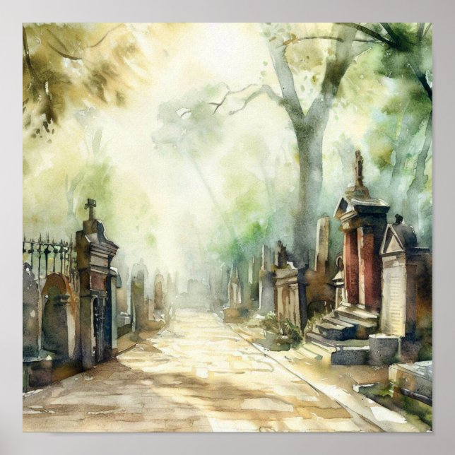 London-Highland Cemetery (B), Watercolor Poster (Framsidan)