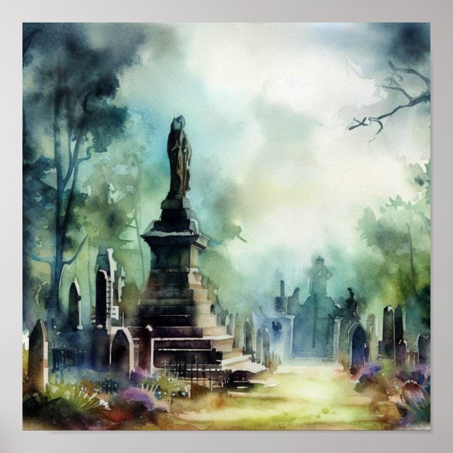London-Highland Cemetery (D), Watercolor Poster (Framsidan)
