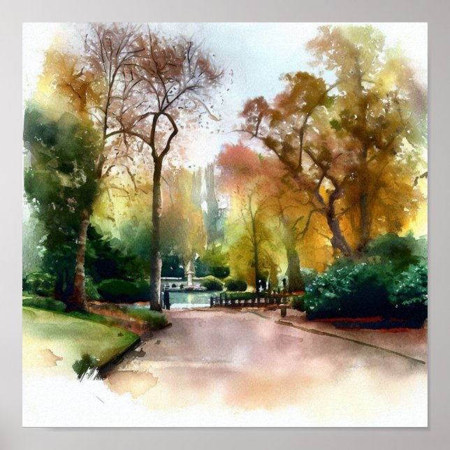 London-Holland Park (A), Watercolor Poster (Framsidan)