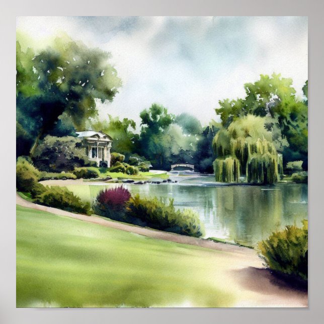 London-Holland Park (B), Watercolor Poster (Framsidan)
