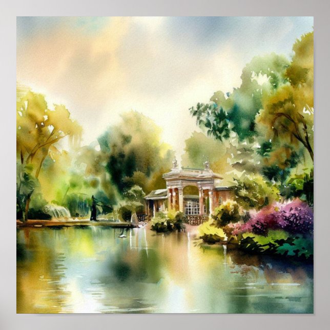 London-Holland Park (C), Watercolor Poster (Framsidan)