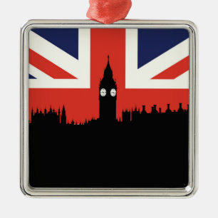 London horisont den brittiska flagga julgransprydnad metall