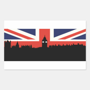 London horisont   den brittiska flagga rektangulärt klistermärke