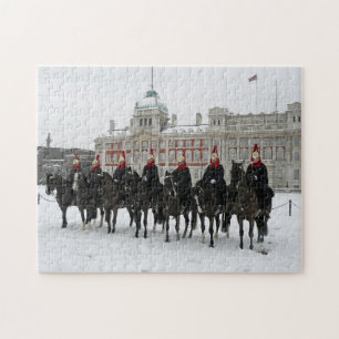London Household Cavalry i snö-pusslet Pussel