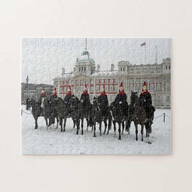 London Household Cavalry i snö-pusslet Pussel (Horisontell)