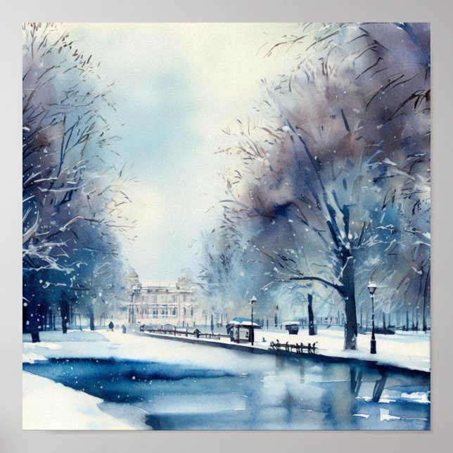 London-Hyde Park i Winter (B), Watercolor Poster (Framsidan)