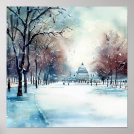 London-Hyde Park i Winter (C), Watercolor Poster