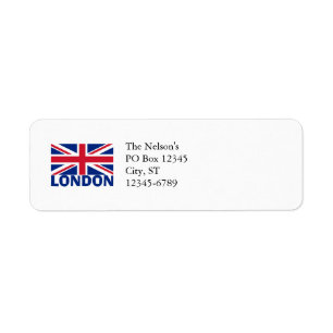 London i Blue Returadress Etikett