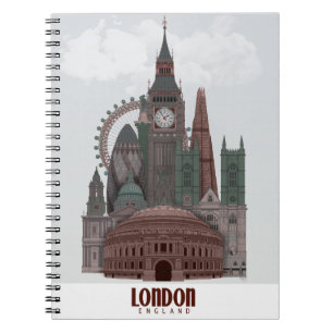 London i Clouds Red och Grönt Anteckningsbok