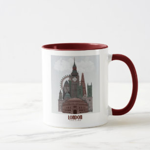 London i Clouds Red och Grönt Mugg