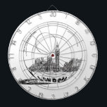 London i ett glas boll . darttavla<br><div class="desc">Teckning Graphite Bläck/pen Annan svartvit illustration</div>