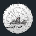 London i ett glas boll . darttavla<br><div class="desc">Teckning Graphite Bläck/pen Annan svartvit illustration</div>