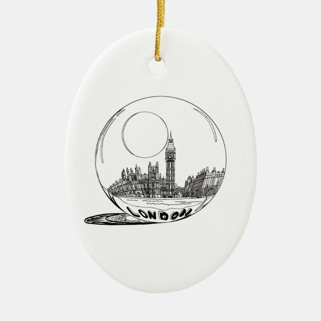 London i ett glas boll . julgransprydnad keramik (Framsidan)