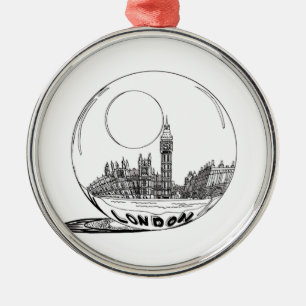 London i ett glas boll . julgransprydnad metall