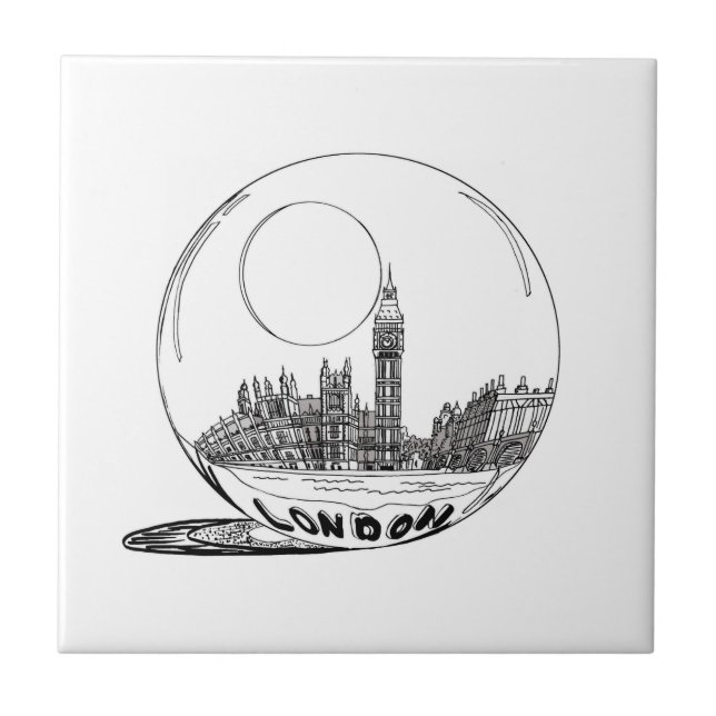 London i ett glas boll . kakelplatta (Framsidan)