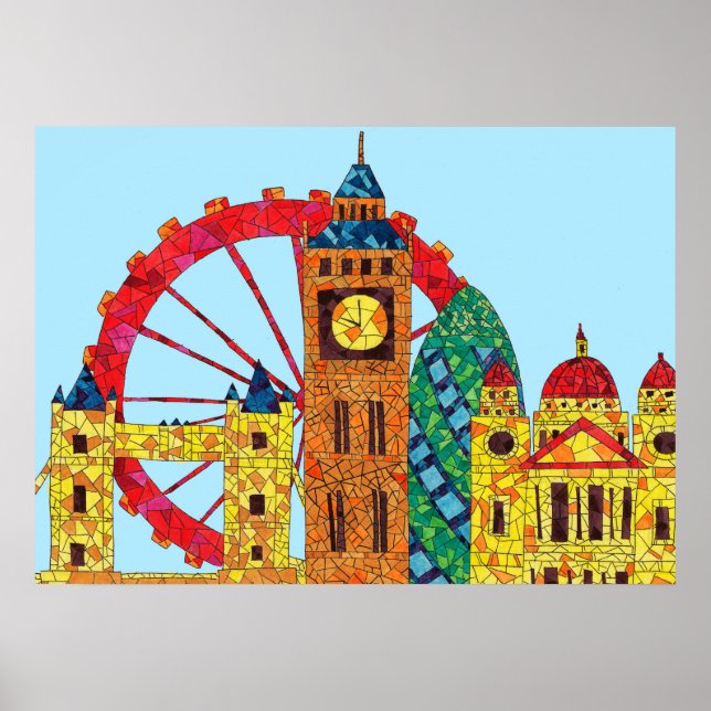 London Icon Building Mozaic Poster (Framsidan)