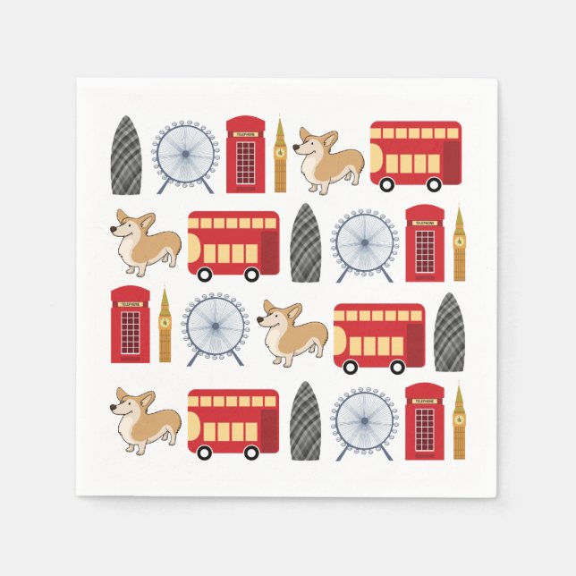 London Icon Collage Pappersservett (Framsidan)