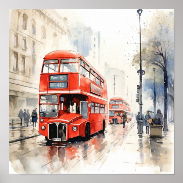 London Iconic Red Dubbla-Decker Buss, (D) Poster (Framsidan)