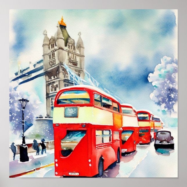 London Iconic Red Dubbla-Decker Buss, (H) Poster (Framsidan)