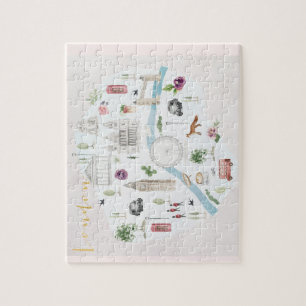 London Illustrated Watercolor Wall Art Pussel