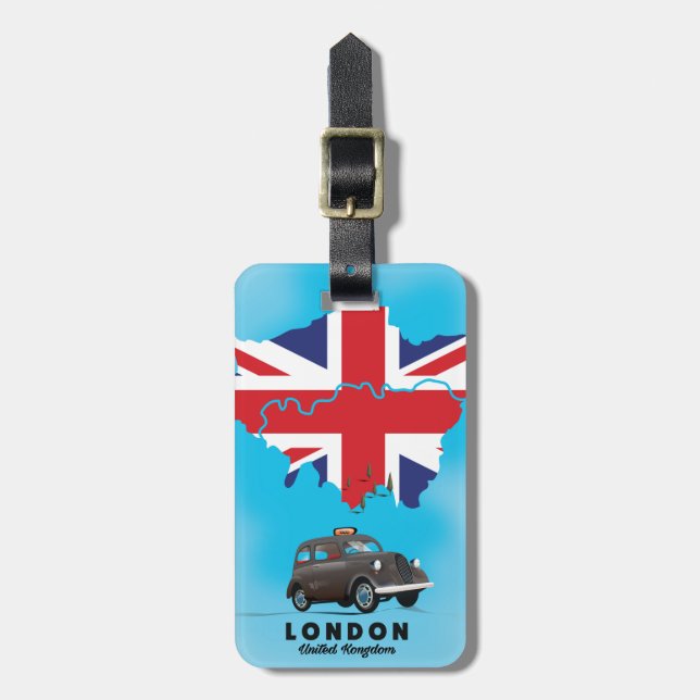London Illustrerad kart-resa affisch Bagagebricka (Vertikal Framsida)