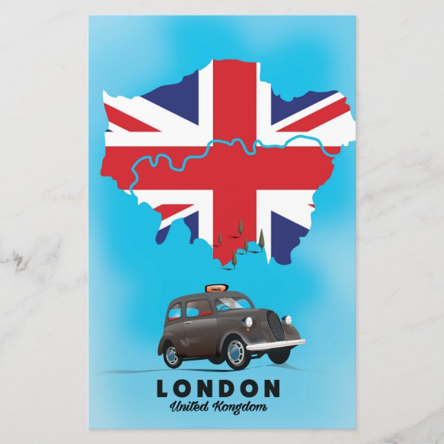 London Illustrerad kart-resa affisch Brevpapper (Framsida)