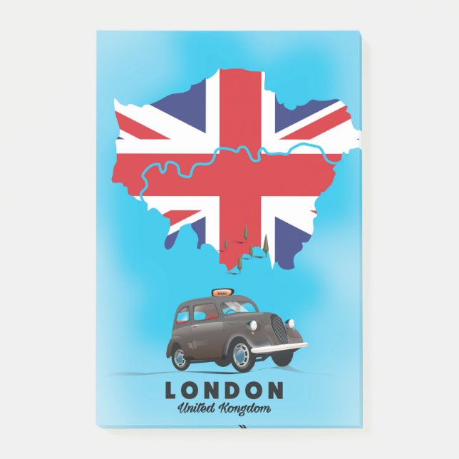 London Illustrerad kart-resa affisch Post-it Block (Framsida)